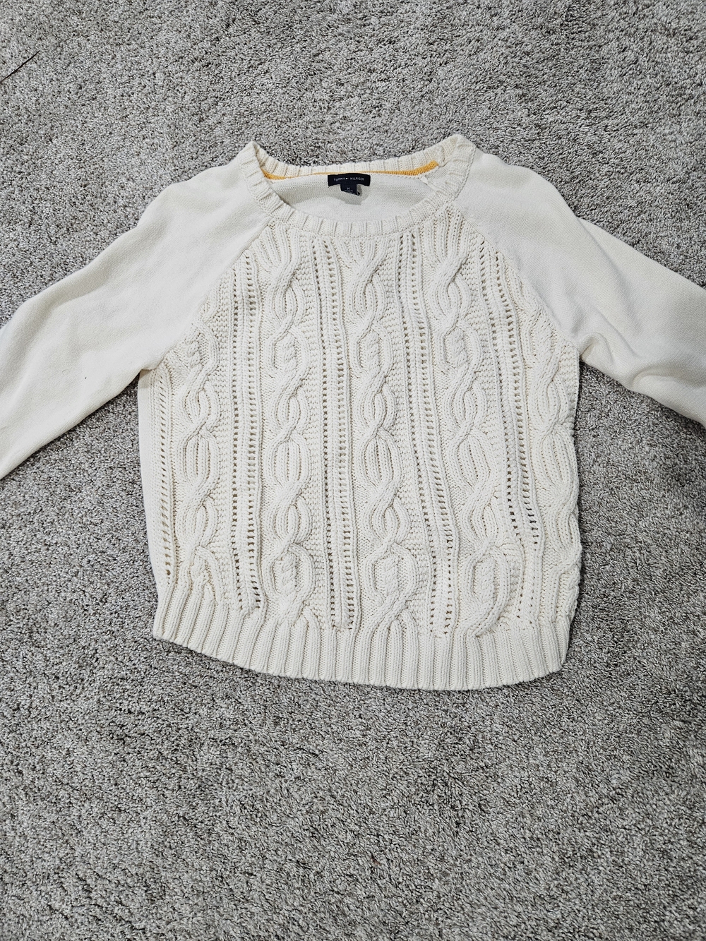 Tommy Hilfiger Cream Cable Knit Sweater - Size M